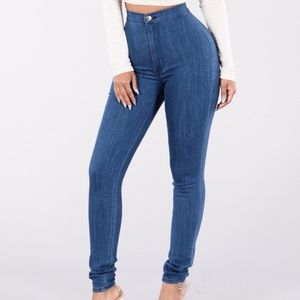 Medium Blue High Waisted Jeans, Size:5